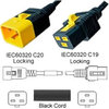 V-Lock Netzkabel C19 zu C20 0,9m 16A 250V H05VV-F 3x1.50 / 14AWG