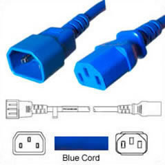 Kaltgeräteverlängerung Hybrid C14 zu C13 blau 1.0m 10A 250V H05VV-F 3x0.75 SJT 18/3 HVCTF 3x1.00