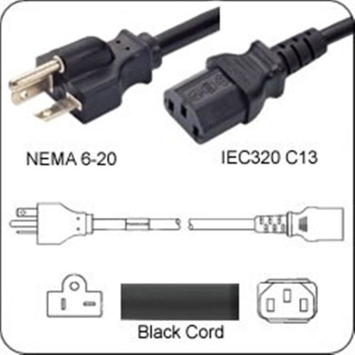 Netzkabel USA NEMA 6-20 -> C13, 14AWG, SJT, 15A/250V, 300 cm