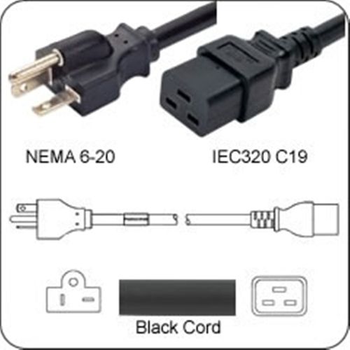 Netzkabel USA NEMA 6-20 -> C19, 12AWG, SJT, 20A/250V, 450 cm
