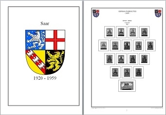 Stamp Album Pages Saar 1920-1959 CD in WORD PDF (English) for Self-Printing