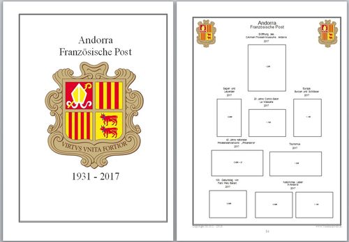 Andorra Französische Post 2017 Ergänzungsblätter