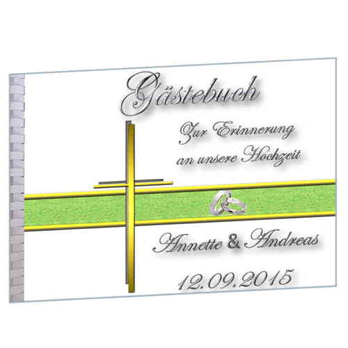 Gästebuch zur Hochzeit personalisiert Kreuz Ringe IH129