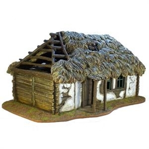 Russian Village House with Thatched Roof