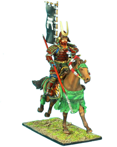 Mounted Samurai Charging with Yari and Sashimono - Takeda Clan