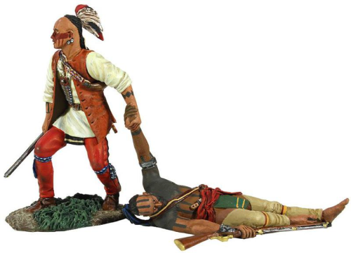 "Now One Left Behind" - Eastern Woodland Indian Dragging Wounded Comrade Hand-to-Hand Set