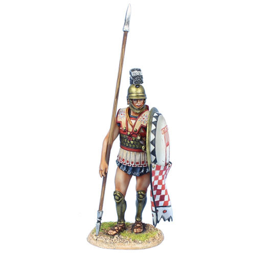 Greek Hoplite Standing with Dory and Shield Curtain