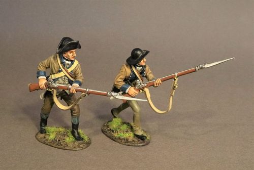 THE BATTLE OF SARATOGA 1777, CONTINENTAL ARMY, THE 2nd NEW YORK REGIMENT, 2 INFANTRY ADVANCING.(2pc)