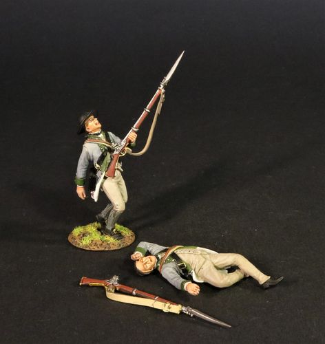 CONTINENTAL ARMY, THE 3rd NEW YORK REGIMENT, 2 WOUNDED LINE INFANTRY. (3pcs)