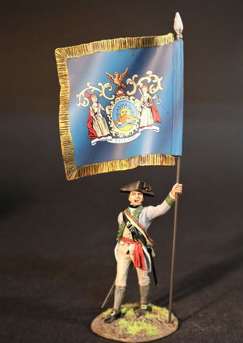 CONTINENTAL ARMY, THE 3rd NEW YORK REGIMENT, INFANTRY OFFICER WITH STANDARD. (2 pcs)