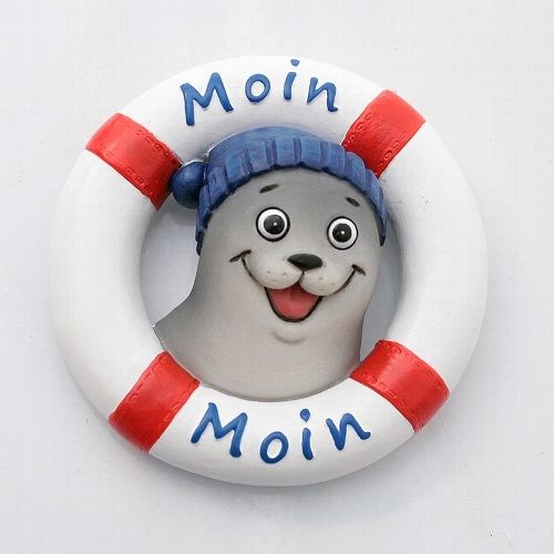 Magnet ,,Rettungsring mit Seehund", Moin Moin