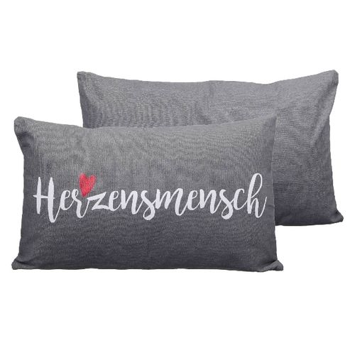 Kissen Herzensmensch, ca. 50x30 cm + Hülle: Baumwolle, Füllung: Polyester