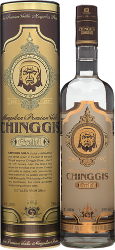 1,0L CHINGGIS GOLD - Mongolischer Super Premium Wodka, inklusive Geschenkdose