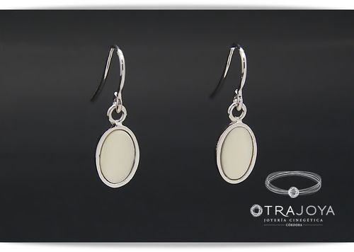 Silver earrings with natural ivory inlay