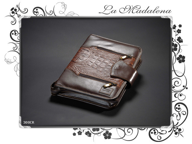 300CR Stationery: leather notepad folder, crocodile printed style, zipper