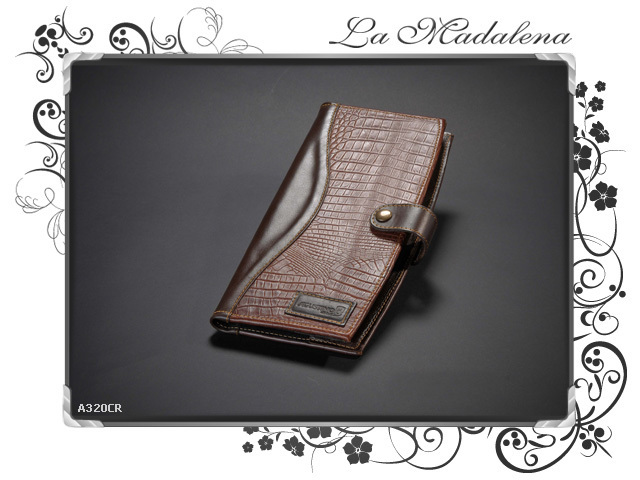 320CR Stationery: cards/menu Holder, leather, crocodile printed style