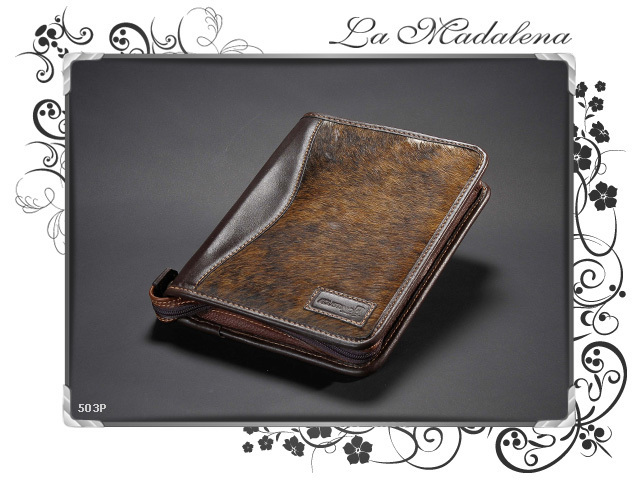 503P Stationery:  Calf hair leather notepad folder, narrow, zipper