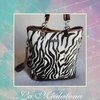 9409 Calf-hair leather handbag, zebra, White and Black, brown border, Unique item