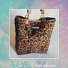 9410 Calf-hair leather handbag, leopard, brown and black, brown border, Unique item