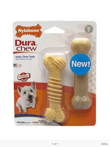 Nylabone Dura Chew Chicken & Peanut Butter Flavoured Dog 2 Pack